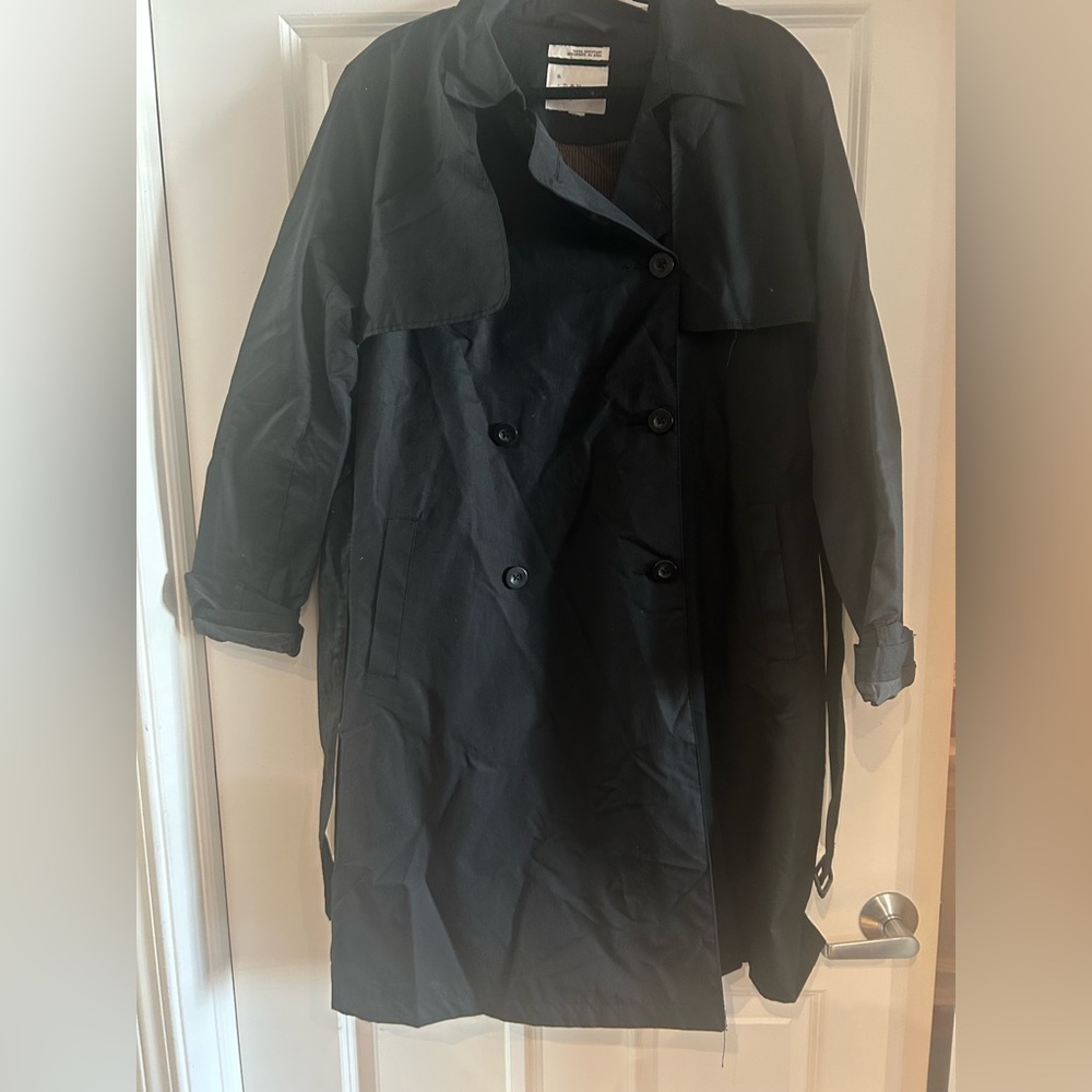 Black waterproof trench coat